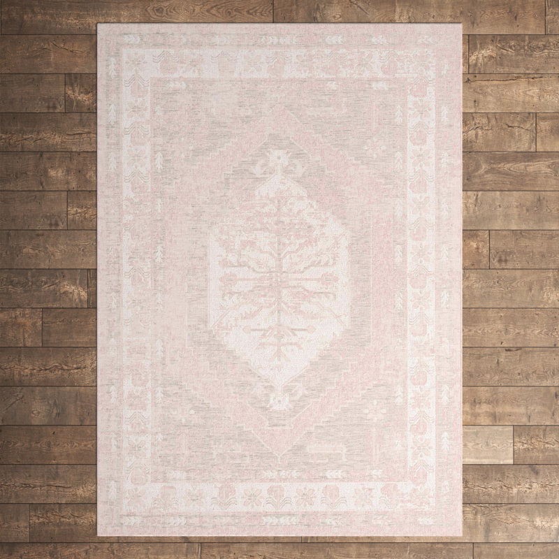 Tapis d'intérieur / extérieur rose Susan, Rectangulaire 7 pi x 10 pi