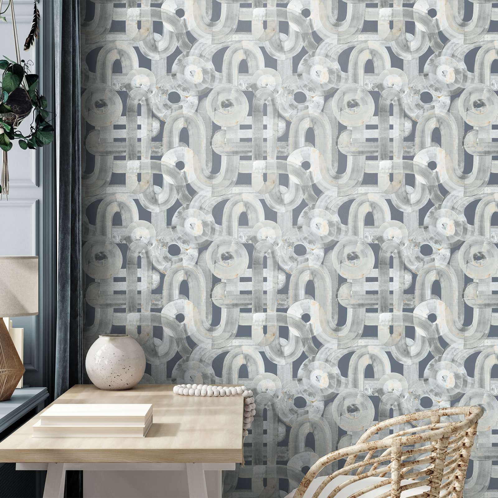 Salt Wallpaper Double Roll, Navy