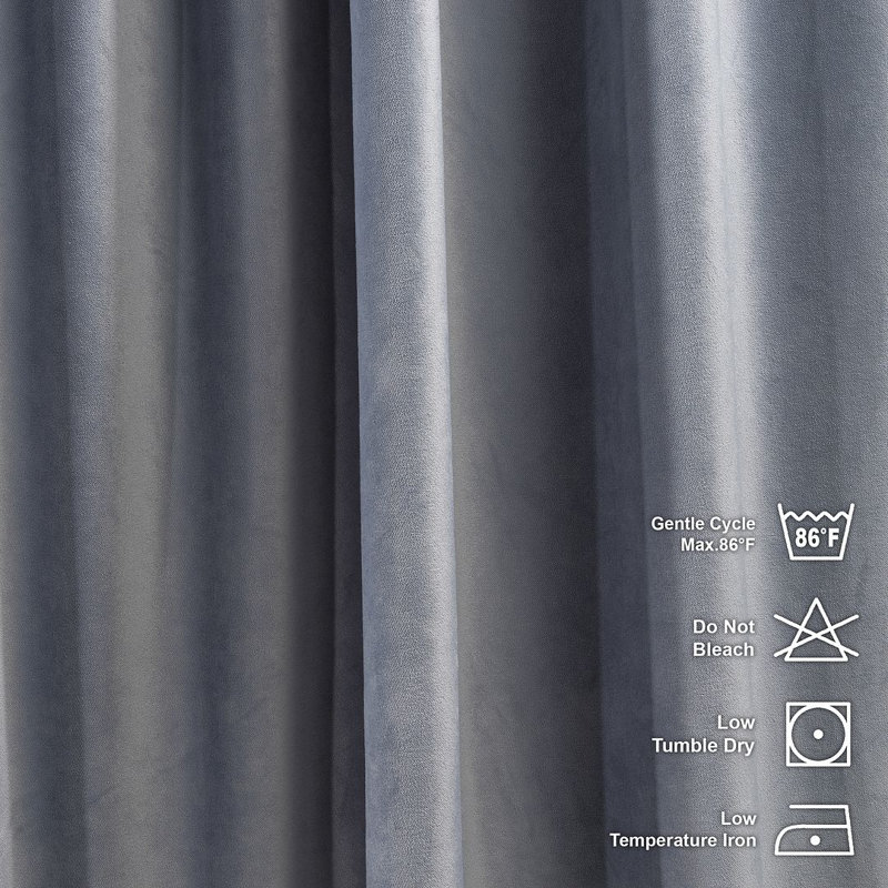 Room Darkening Single Curtain Panel, 65cm Width x 295cm Drop, Light Grey