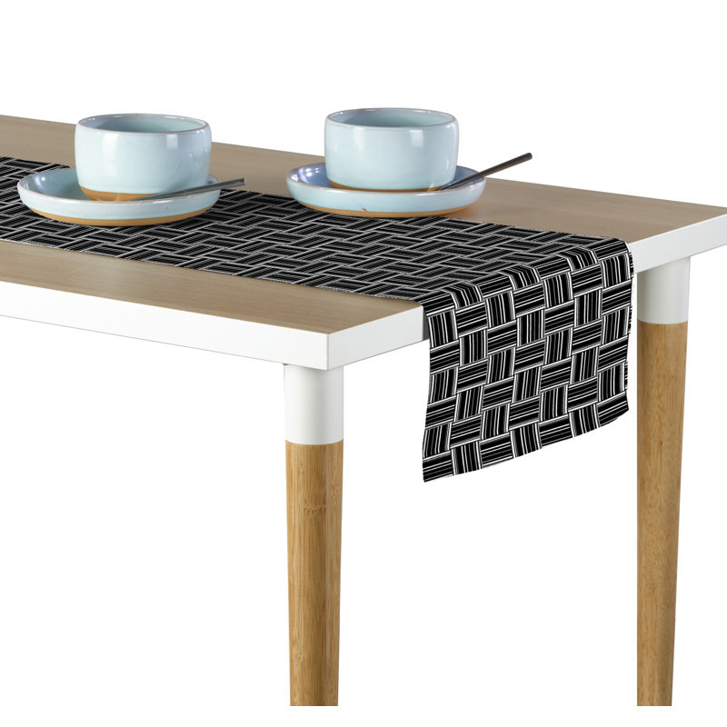 Flickinger Basket Weave Milliken Signature Table Runner, 108" L x 14" W, White