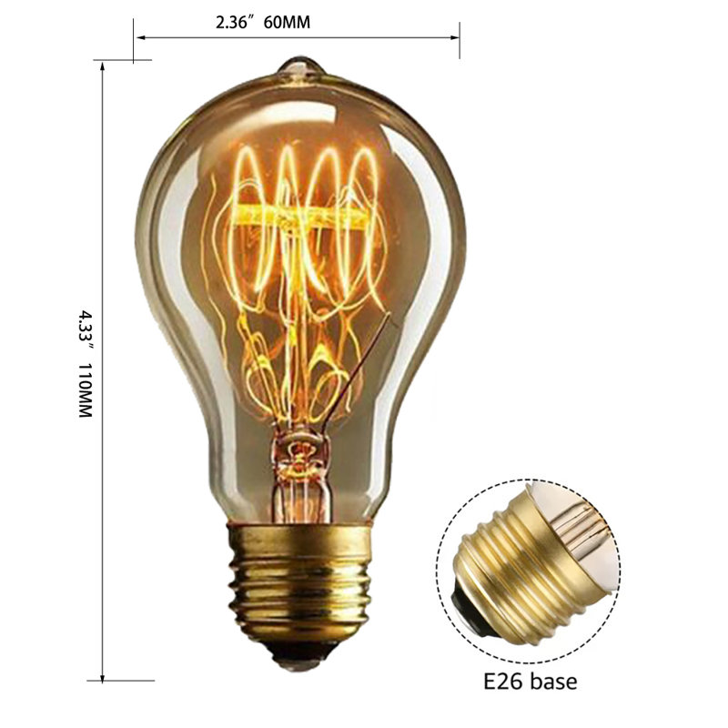 40 watts, ampoule halogène A19 à intensité variable, blanc chaud (2700K) E26 / base moyenne (standard)