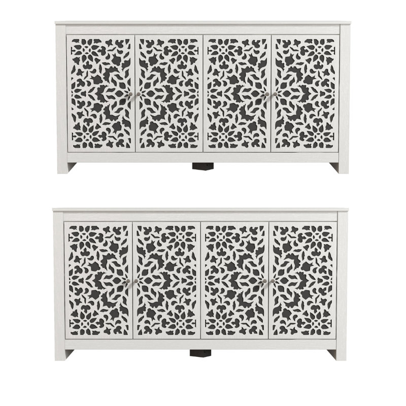 Ensemble de 2 commodes de rangement Arrastia, Perle chêne blanc