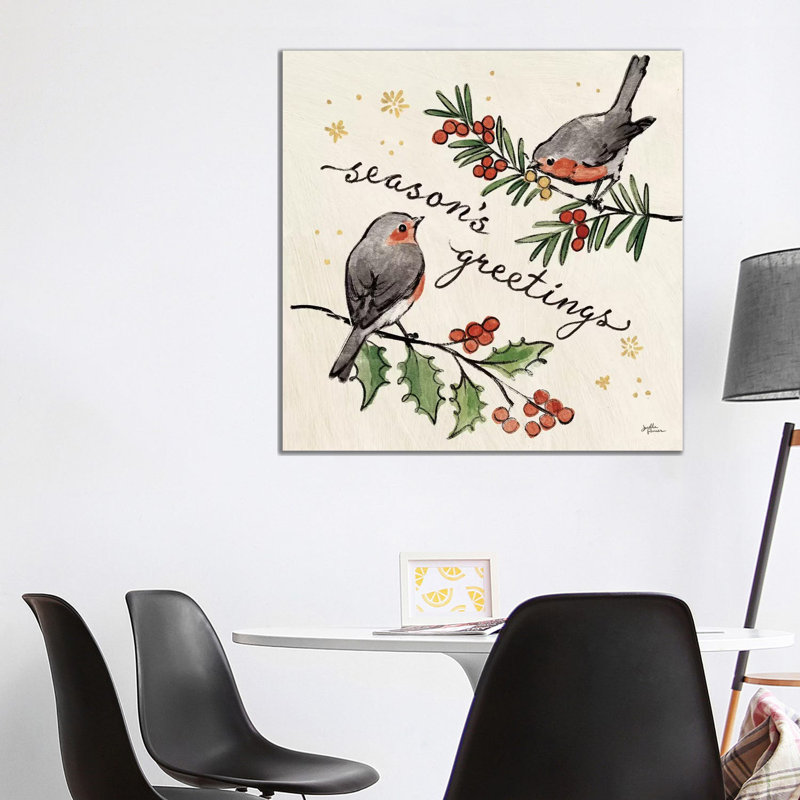 Christmas Lovebirds III 1 Piece Wrapped Canvas Wall Art, 93.98 cm H x 93.98 cm W x 1.91 cm D