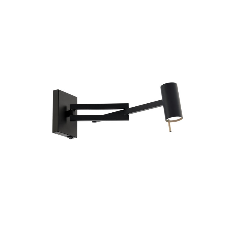 Gavel Dimmable LED Swing Arm Light, With Built-in USB Port, 3000K Color Temperature, Black