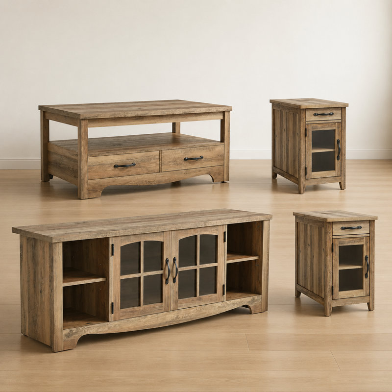 Callison 4-Piece Living Room Table Sets, Brown