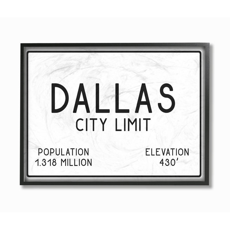 " Dallas City " by Daphne Polselli, 11" H x 14" W, Midnight Black Framed Giclee