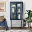 Élégante armoire de plancher avec 2 portes vitrées Vitrine de salon avec tablettes réglables