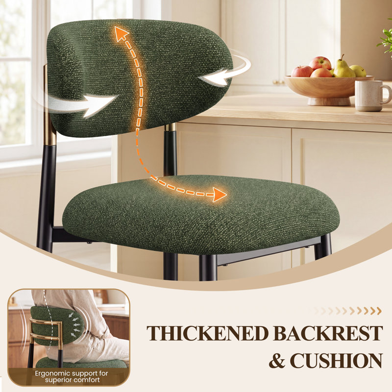 Yes Upholstered Bar Stool with Iron Frame, Green