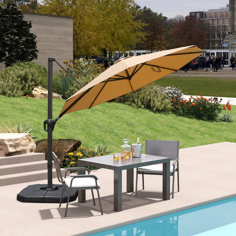 Parasol en porte-à-faux Deniah, Beige, H 105,12 po x l 113,78 po x P 113,78 po