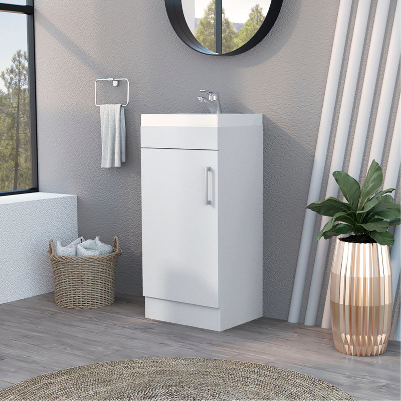 Bathroom Vanity Sink, White - Spacious Compartment, Long-Lasting 1-Door Sink Storage, Material
