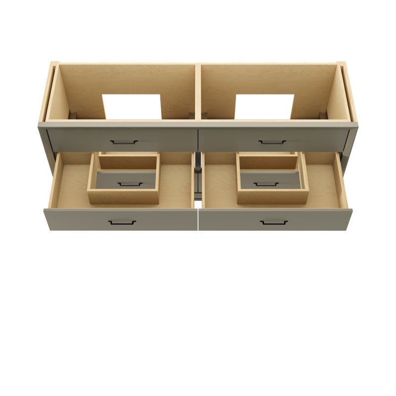 Alexandra Double Drawer Bath Vanity, French Olive, 72", Matte Black