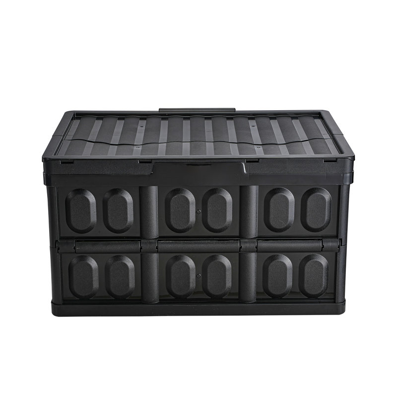 45L bacs de rangement pliables avec couvercles (paquet de 3) - Caisses pliantes robustes en plastique pour l'organisation de la maison et de la voiture