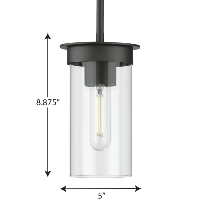 Luminaire suspendu cylindrique à 1 lumière Themis, Noir mat
