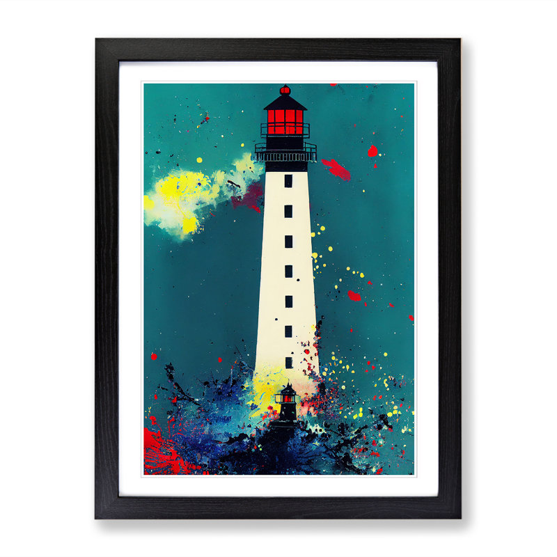 Lighthouse Paint Splatter Vol.2 - Picture Frame Print, Black, 64cm H x 46cm W x 2cm D