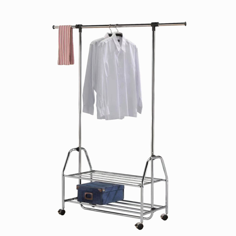 Chrome Metal Clothes Rack Extendable Bar
