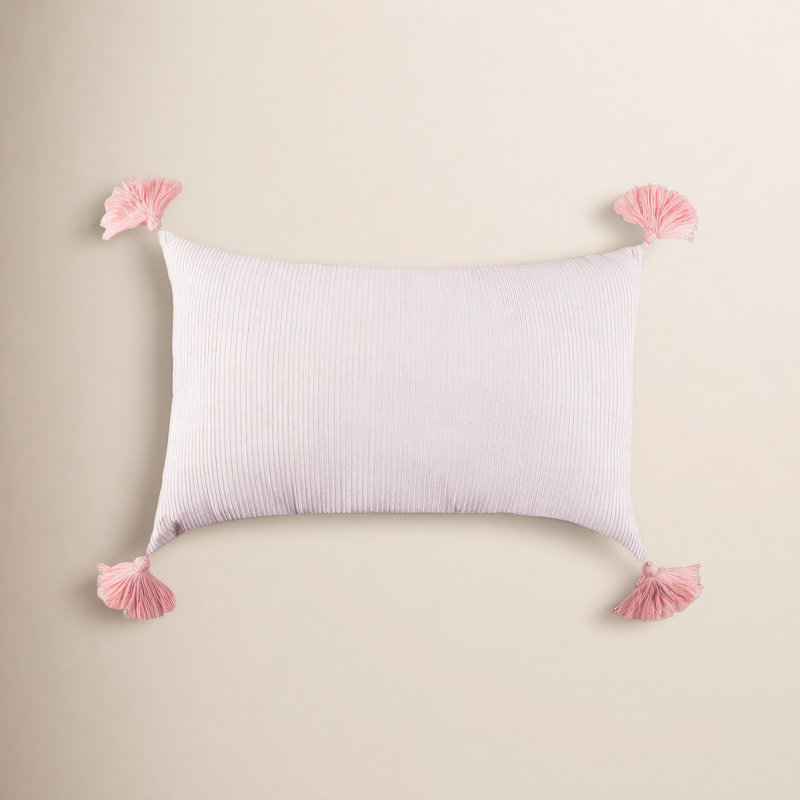Fairlee Cotton Striped Lumbar Pillow, Blush