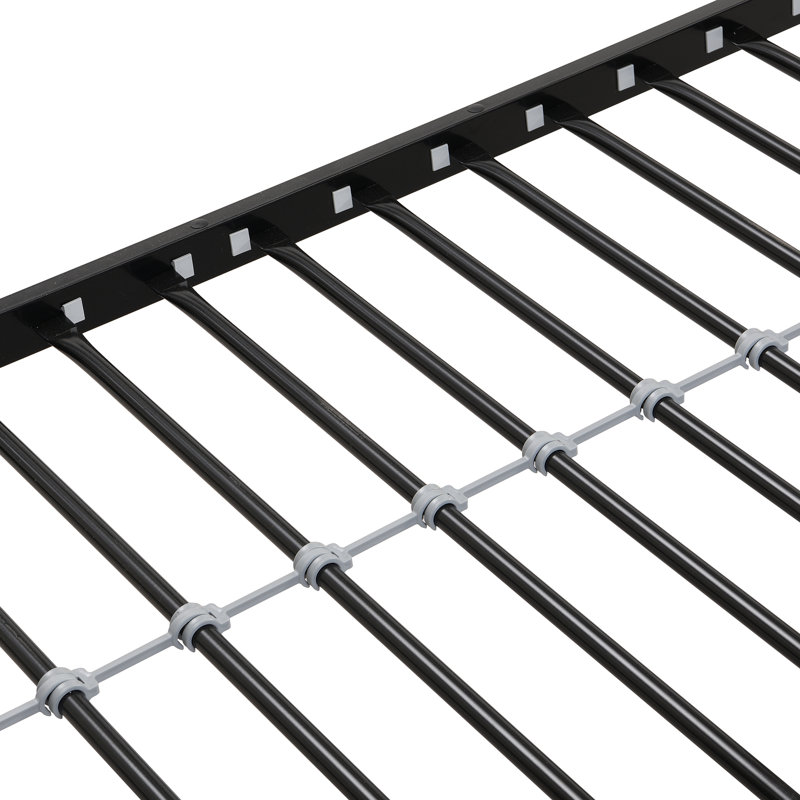 Twin Over FULL  Metal Bunk Bed  With Trundle  2 - Side Ladder And Full-Length Guardrail, No Box Spring Needed, Large Under Bed Storage, Easy Assemble , Black &  Brown