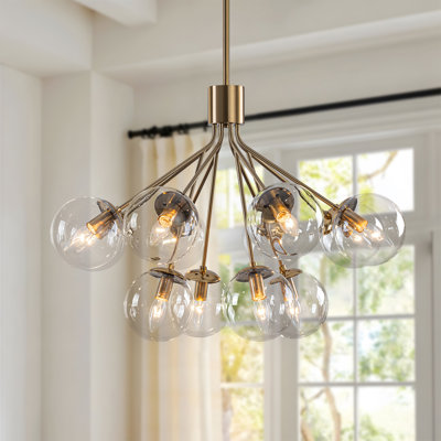 Modern 12-light Bubble Glass Chandelier 