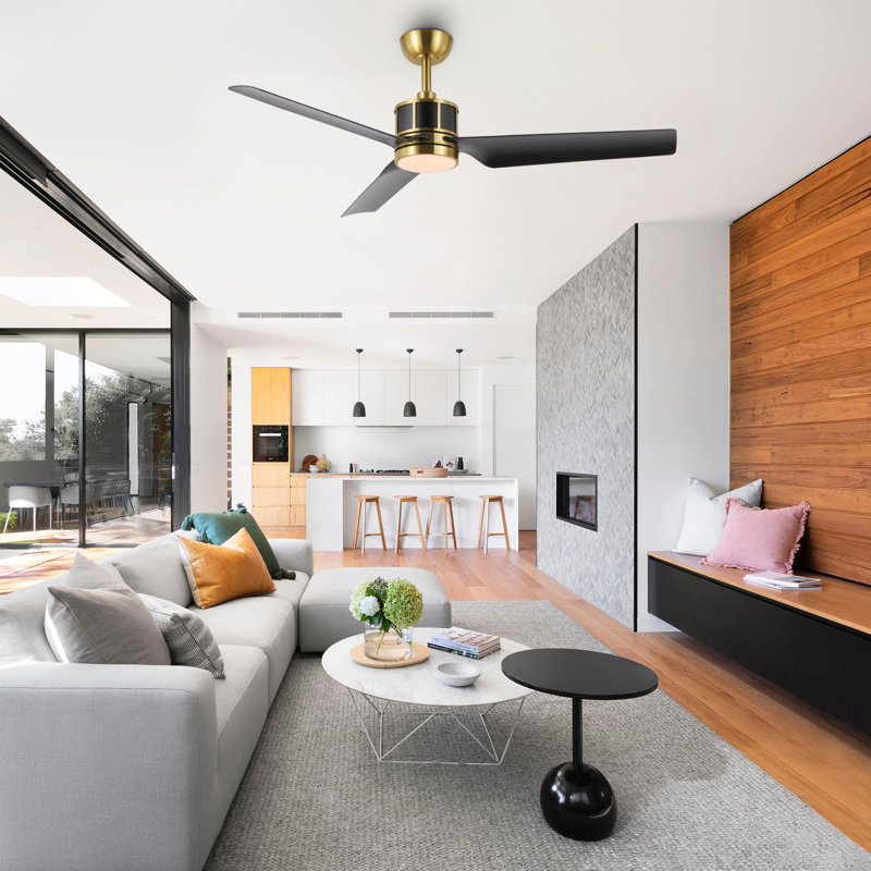 Ventilateur de plafond d'intérieur moderne à 3 pales de 52 po avec lumière DEL à intensité variable intégrée et télécommande