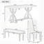 Ensemble de table de salle à manger 6 pièces avec pieds uniques, 4 chaises rembourrées et 1 banc pour une salle à manger élégante
