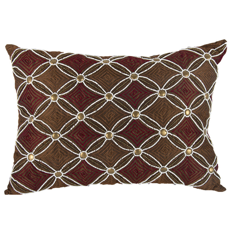 Embroidered Silk Reversible Throw Pillow, Copper