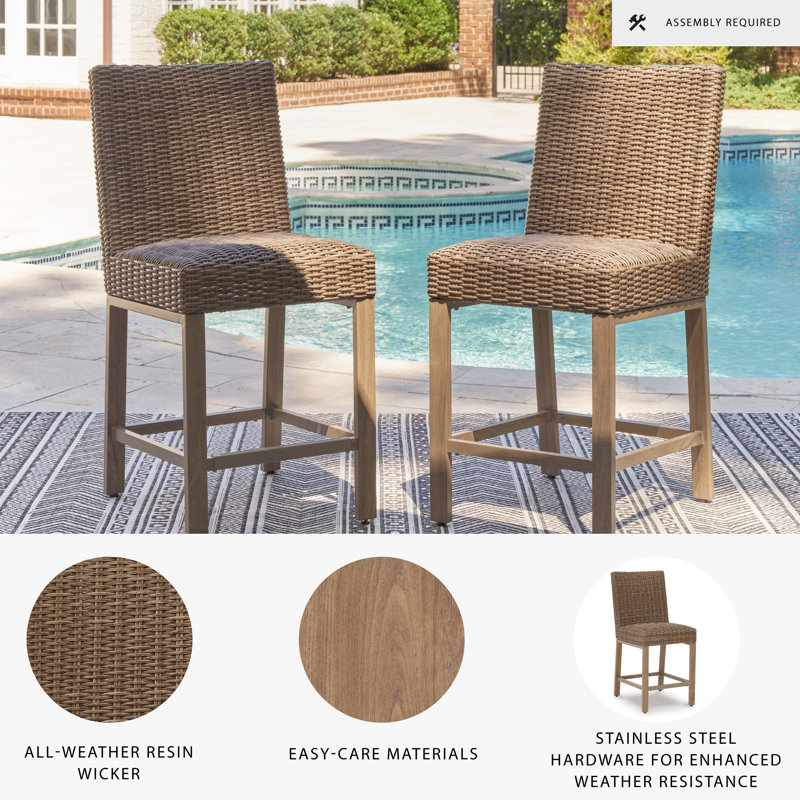 Ticara Wicker Outdoor 28.25'' Bar Stool