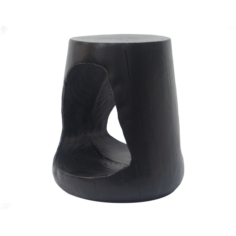 Hollow Side Table, Wood-Like Texture, Black, 16.75" H x 14.55" W x 14.55" D
