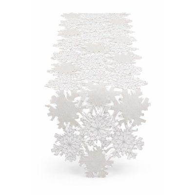 Shimmer Snowflake Embroidered Cutwork Table Runner