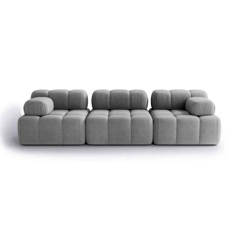 3 Seater Velvet Sectional, Grey