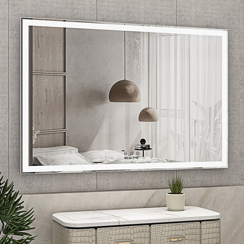 Oversized Led Bathroom Mirror, Wall Mounted Mirror With 3 Color Modes