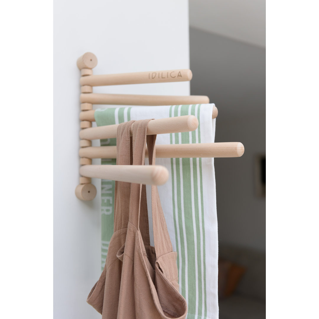 KitchenCraft Idilica Beechwood 6-Rail Wall Rack