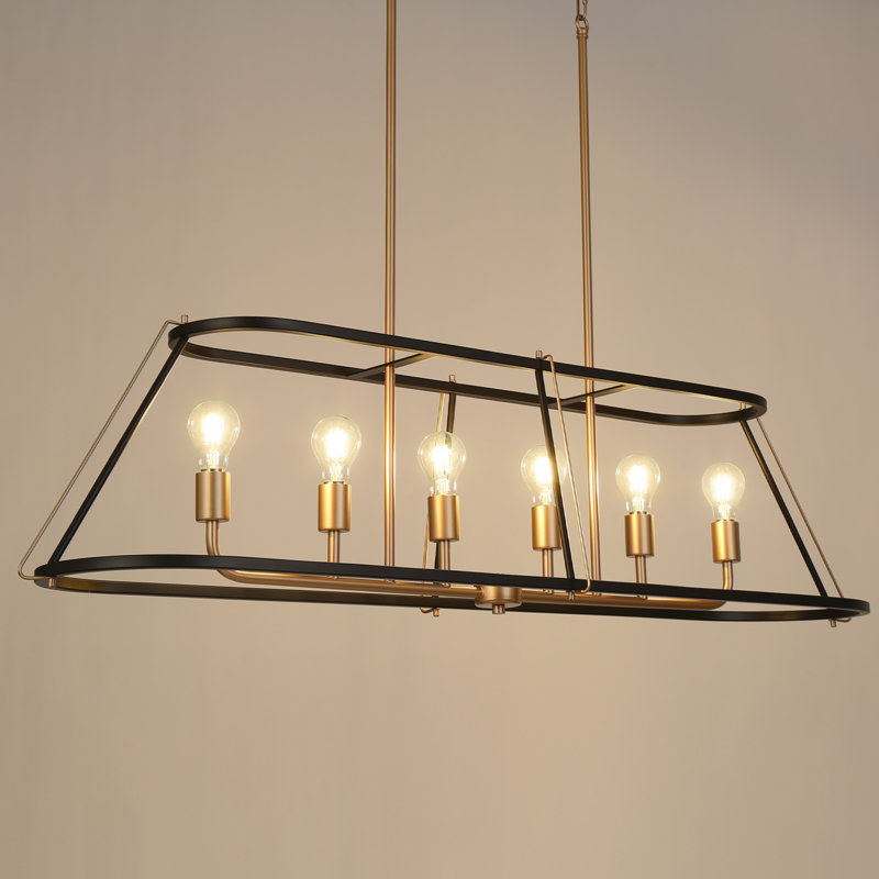 Lustre rectangulaire 6 lumières pour îlot de cuisine
