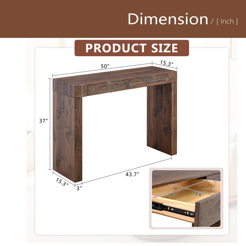 Un choix pratique pour la décoration intérieure moderne. Le placage à texture de grain de bois noyer, équipé de tiroirs doubles, peut être utilisé comme comptoir de bar