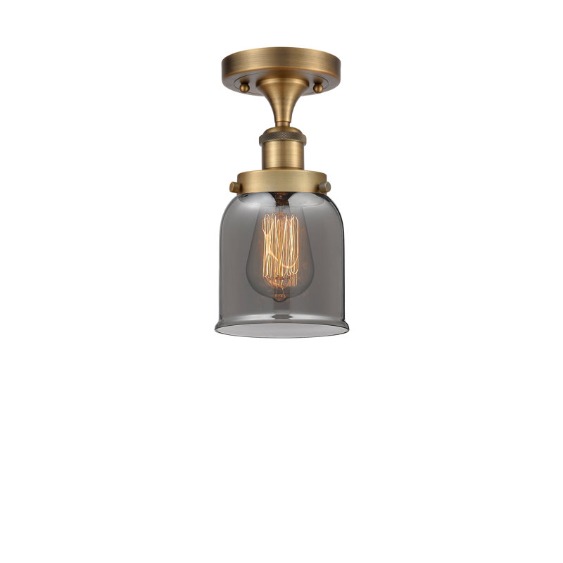 Plafonnier semi-encastré 1 lumière Ballston Urban Bell, Laiton brossé, H 11 po x l 5 po x P 5 po, Plaqué couleur fumée