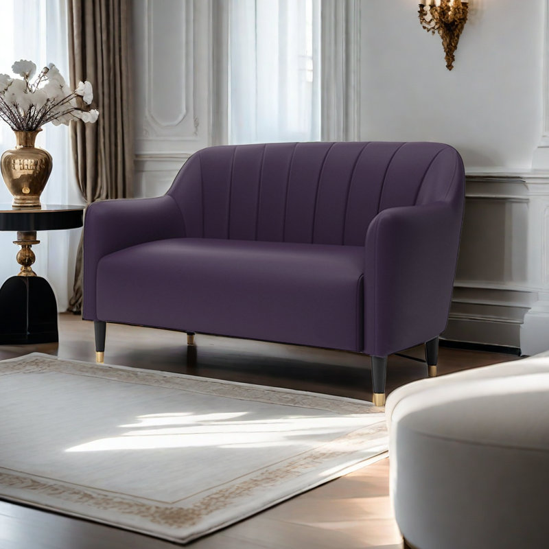 Banc rembourré en similicuir Light Luxury Cafe, Mauve foncé