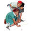 « marbles champ » par norman rockwell, reproduction d’art sur toile tendue-254576575