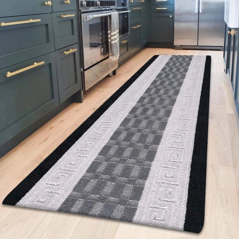 Non-Slip Grey Indoor Area Rug – Washable Large & Small Door Mat, Hallway, Bedroom & Kitchen Floor Mat, Rectangle 80 x 150cm