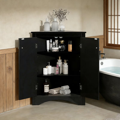 Bathroom corner Storage Cabinet with 2 Doors and Adjustable Shelves