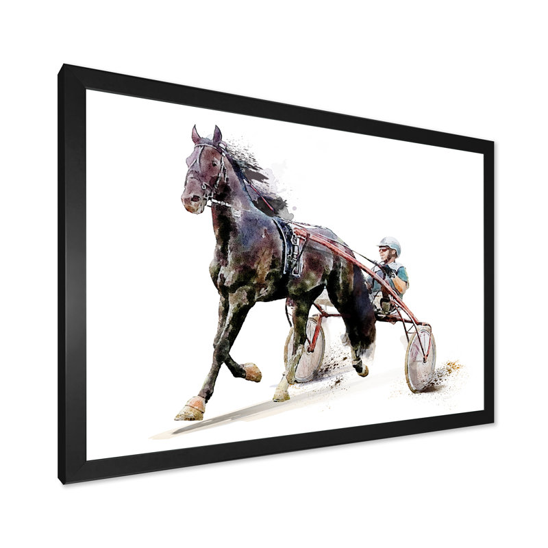 «Horse Race concurrence Derby Trotter III», reproduction d'art sur toile, Toile avec cadre noir, H 8 po x l 12 po x P 1 po