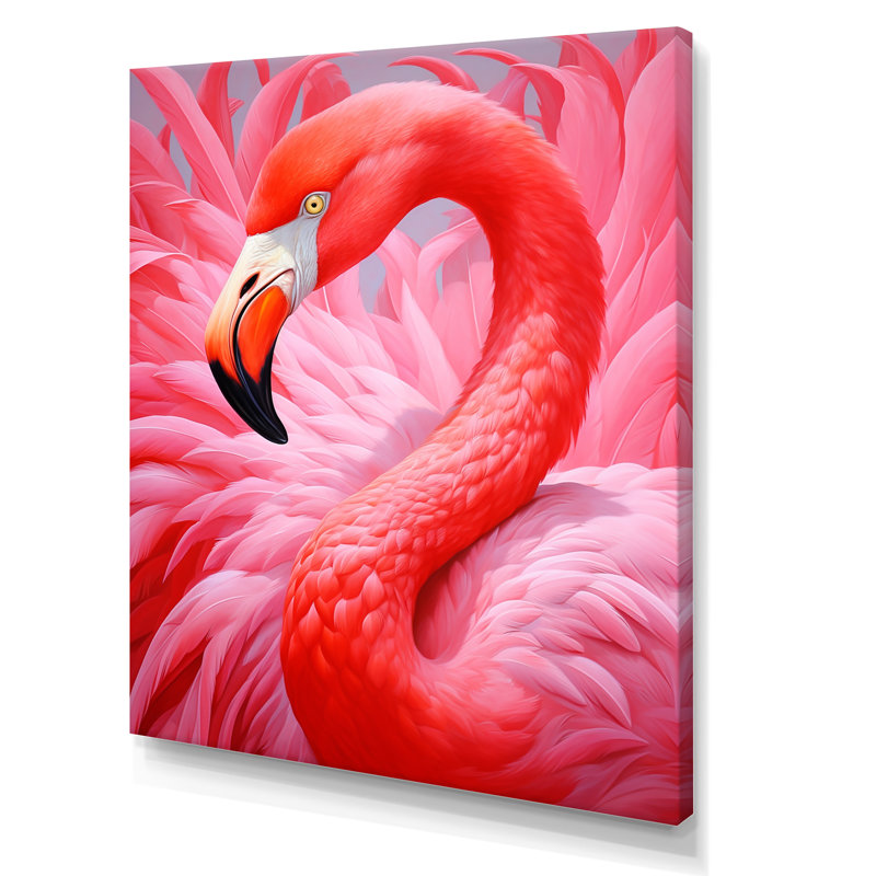 «Pink Flamingo Haven», reproduction d'art sur toile encadrée, Toile tendue, 32" H x 24" W