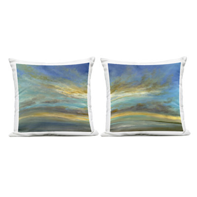 October Sunset Sky 2 Piece Outdoor Printed Pillow Set design by Sheila Finch