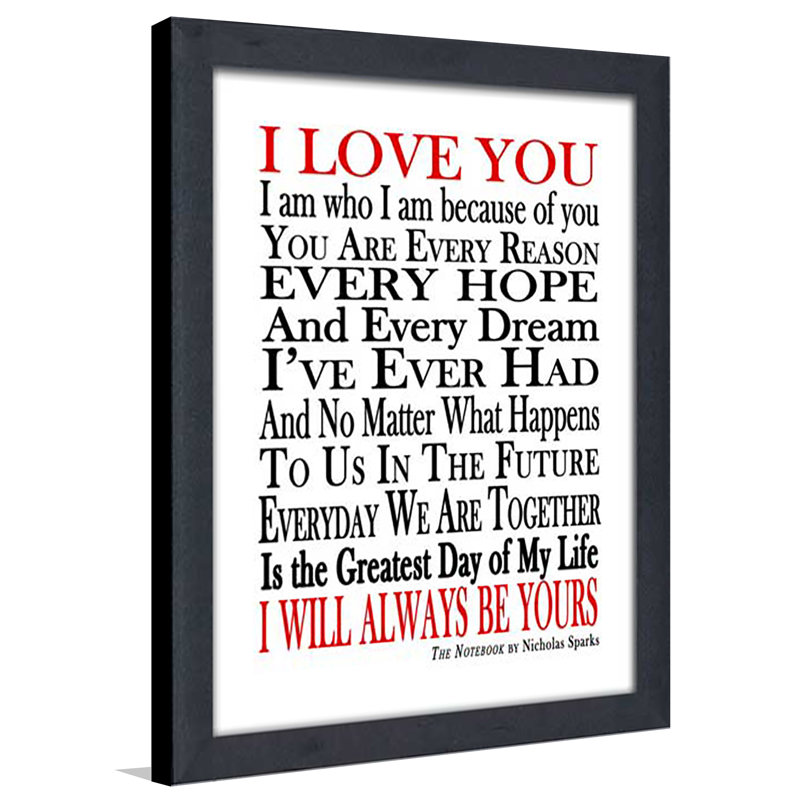 « i will be always », art textuel encadré, H 37,5 po x l 25,5 po x P 1 po