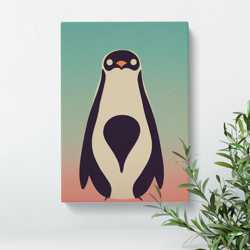Penguin in Abstract No.6 - Wall Art, Wrapped Canvas, 76cm H x 50cm W x 3cm D, No Matte