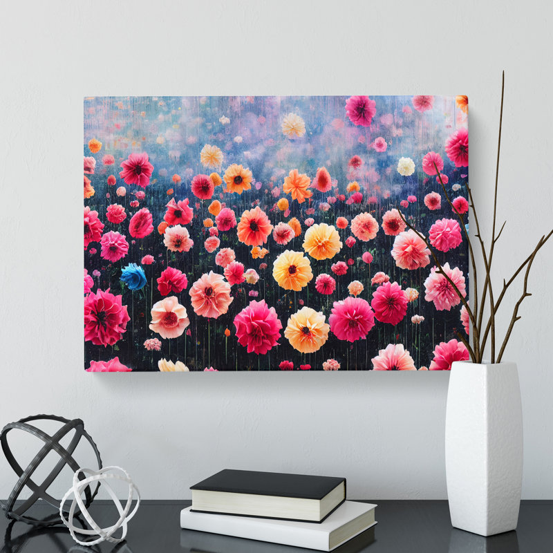 Unreal Flower Market - Wrapped Canvas Painting, 40cm H x 60cm W x 3cm D