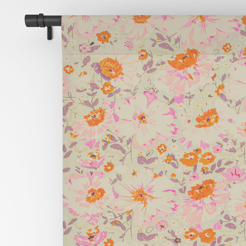Alison Janssen Faded Floral Pink Citrus 1pc Blackout Window Curtain Panel, 50" W x 84" L