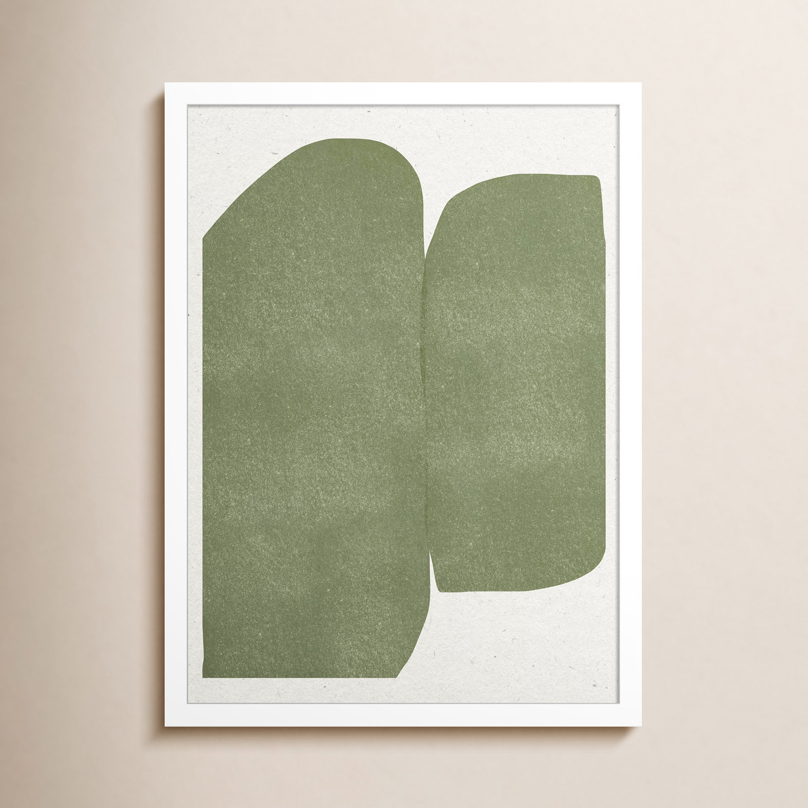 Rooney "Green Paper Cut Modern" Print, White, 21" H x 16" W