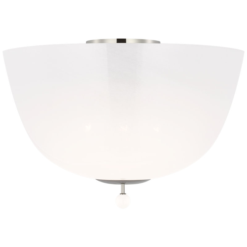 Brisa 16" Semi-Flush Mount  in Polished Nickel with White Strie Glass