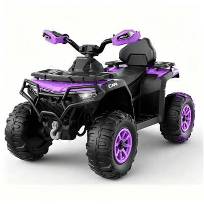 12V Kids Ride On ATV Car with Parent Remote, Off-Road 4 Wheeler w/ Suspension, LED Flag, Bluetooth, USB, Music & Lights