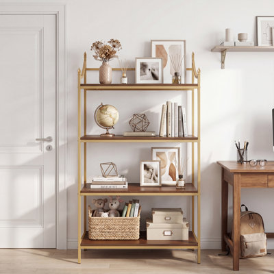 4 Tiers Bookcase with Metal Frame