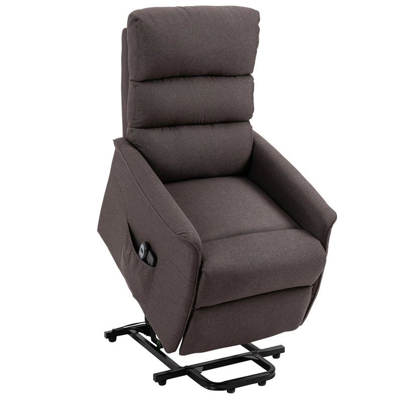 Fauteuil inclinable électrique lève-personne rembourré, Lin 100 % brun